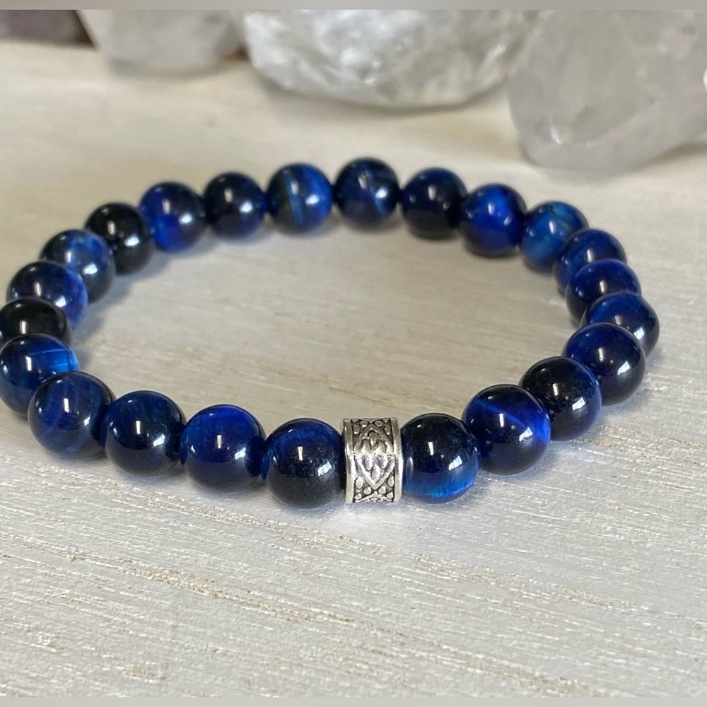 2/$40 - 8 mm Blue Tiger’s Eye Gemstone Bracelet - Unisex